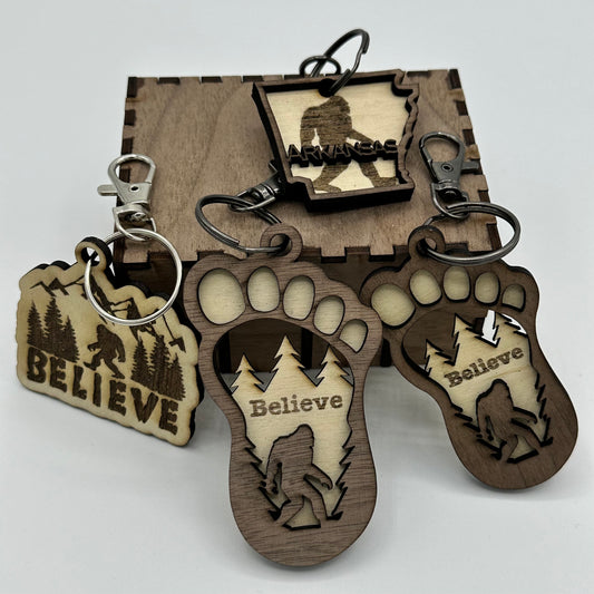 Bigfoot Wooden Keychains